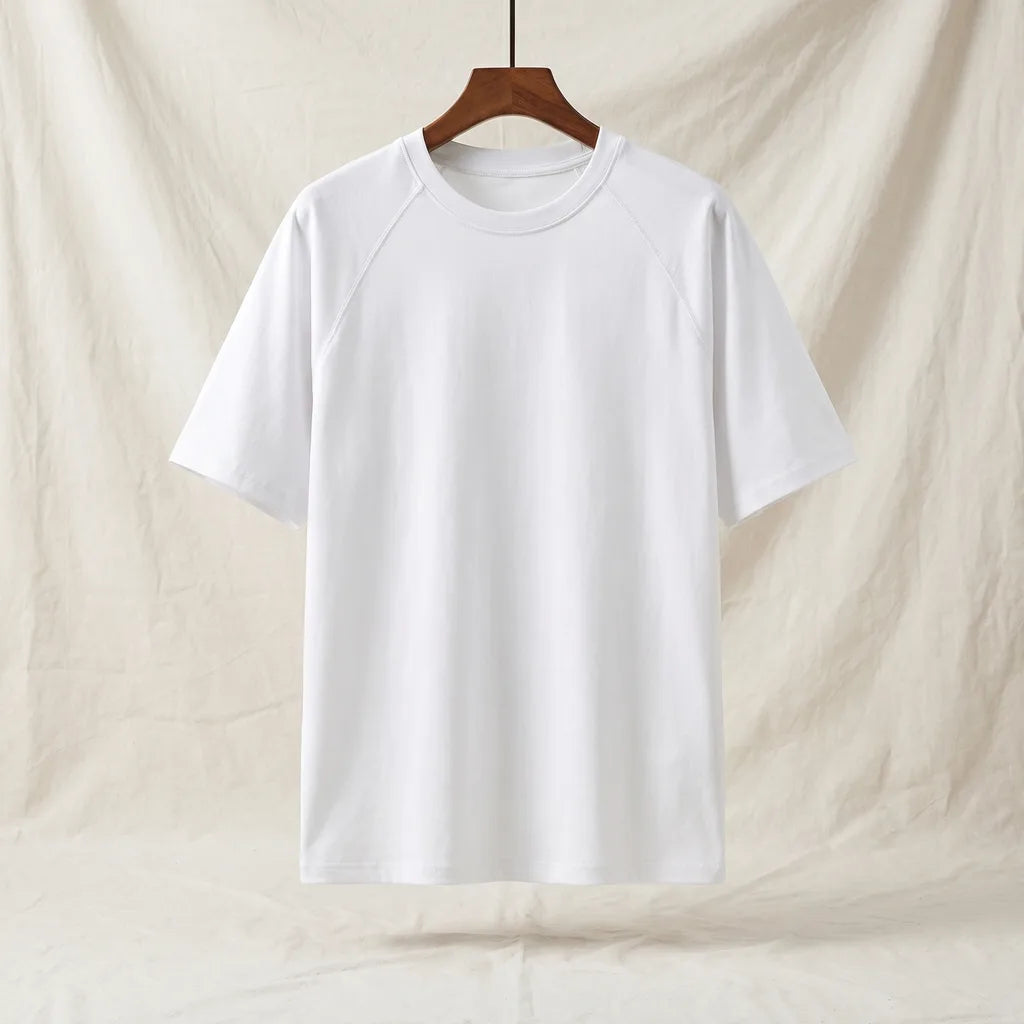 Shelden Solid Cotton T-Shirt - Color:White;Size:M
