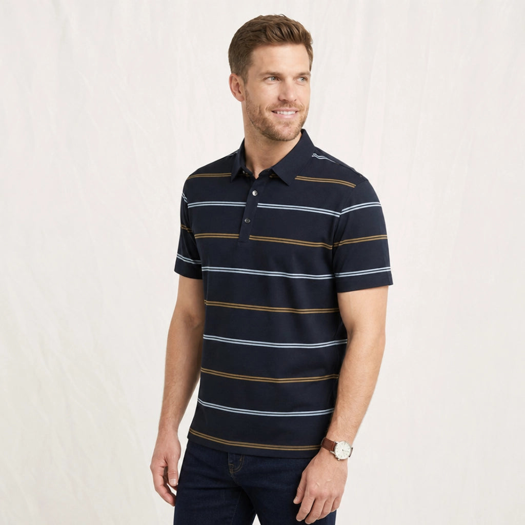 Brooks Striped Knit Polo Shirt