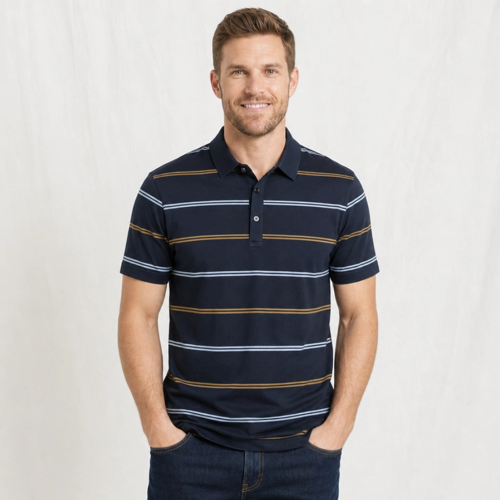 Brooks Striped Knit Polo Shirt