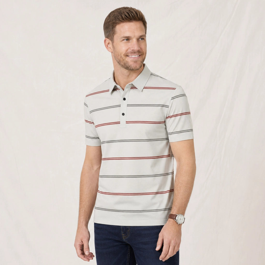 Brooks Striped Knit Polo Shirt