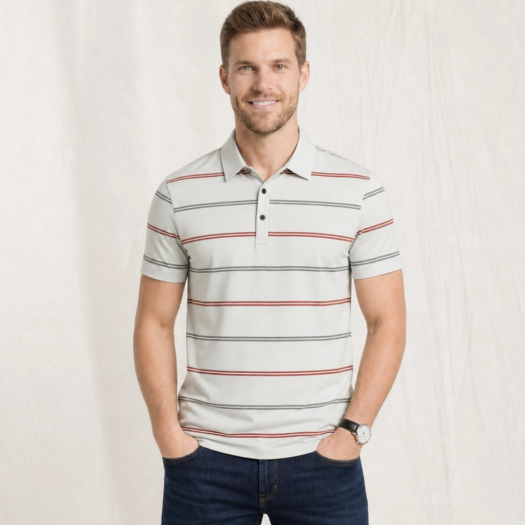 Brooks Striped Knit Polo Shirt