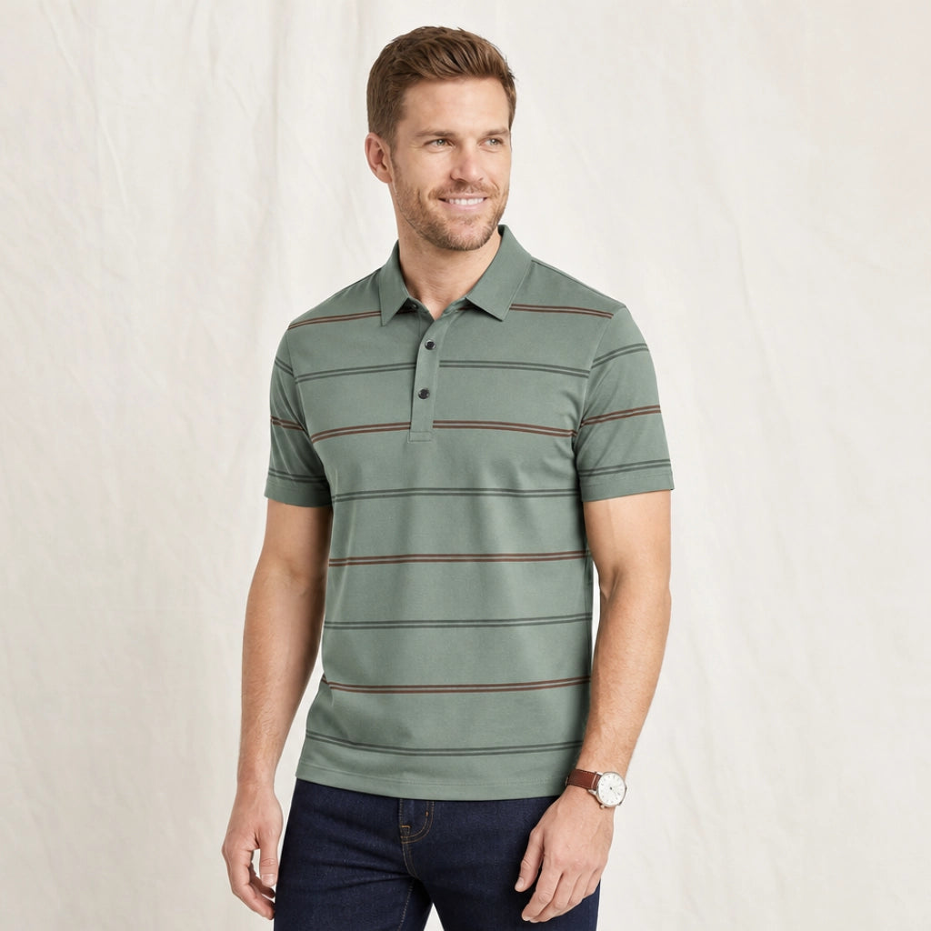 Brooks Striped Knit Polo Shirt