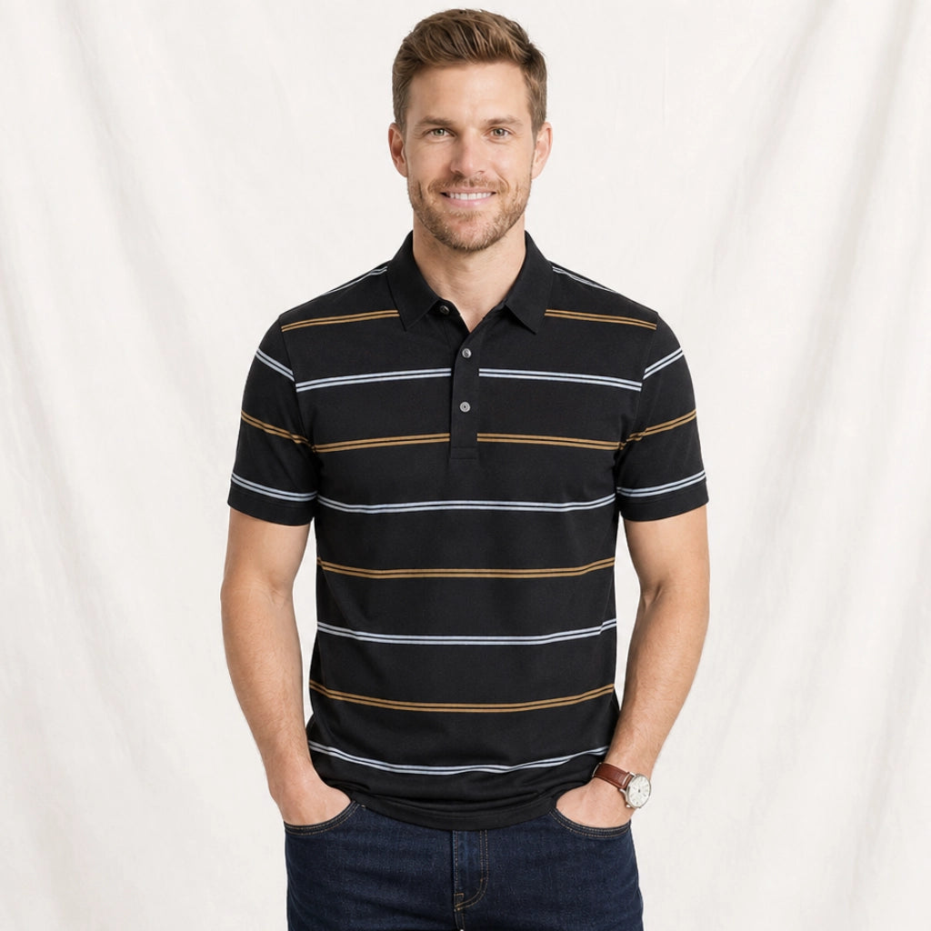 Brooks Striped Knit Polo Shirt