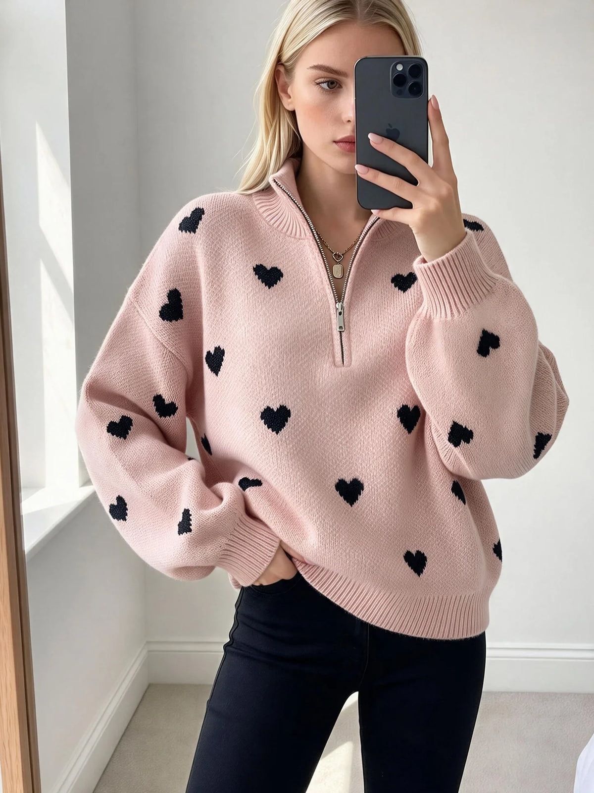 Sienna | Women's Knitted Jumper - Color:Pink;Size:XS