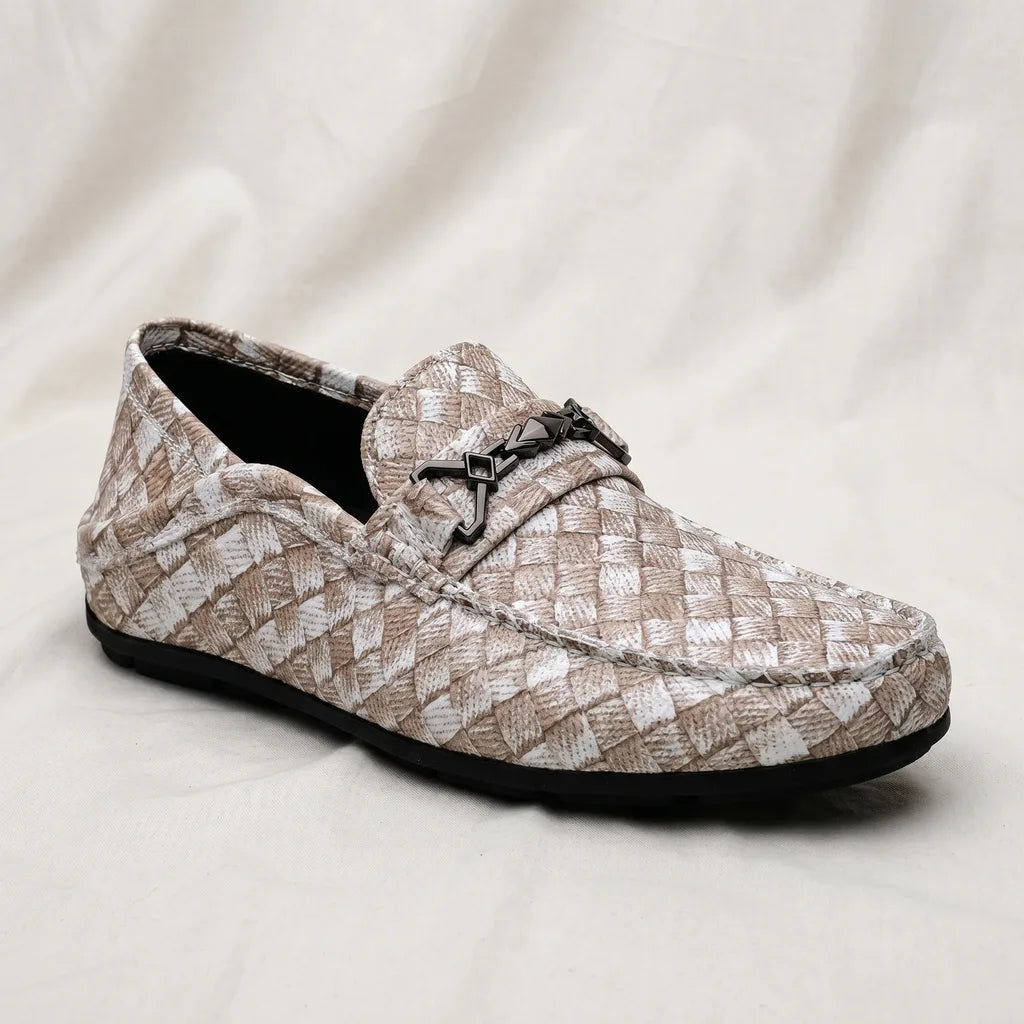 Men's Beige Simon Leather Driving Loafers
