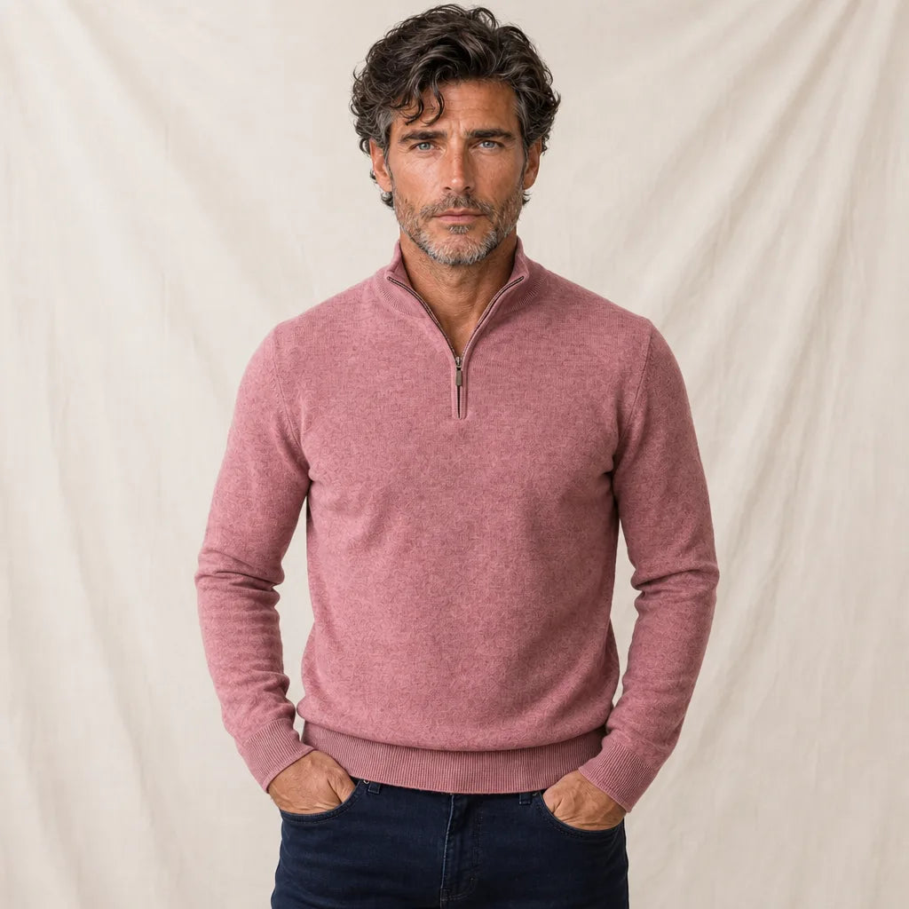 Men's Pink Pinkerton Zip Turtleneck Sweater