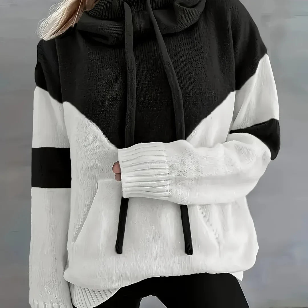 Skyla | Women's Colour-Block Hooded Pullover  - Size:XS;Color:Black