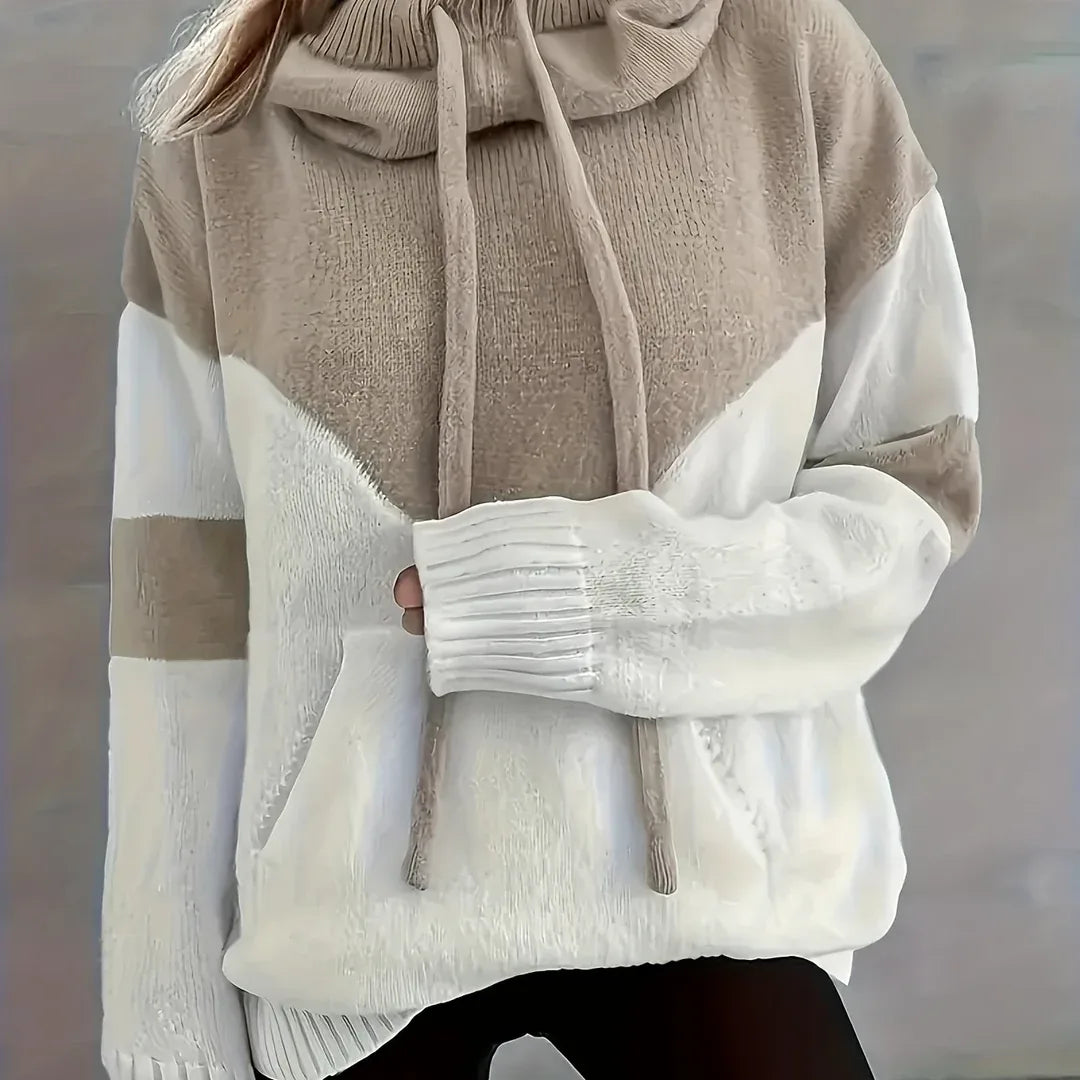 Skyla | Women's Colour-Block Hooded Pullover  - Size:XS;Color:Khaki