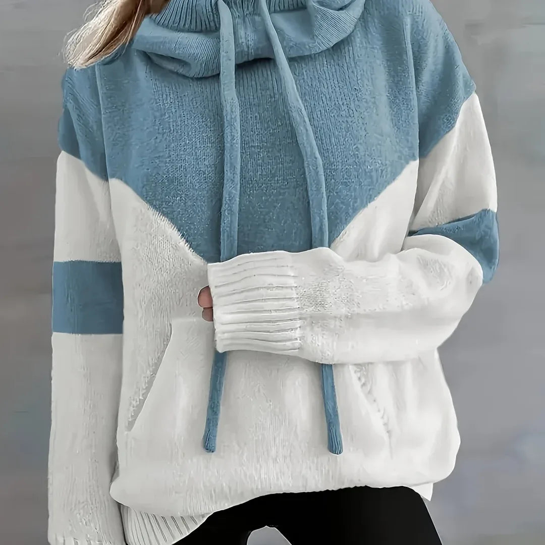 Skyla | Women's Colour-Block Hooded Pullover  - Size:XS;Color:Peacock Blue