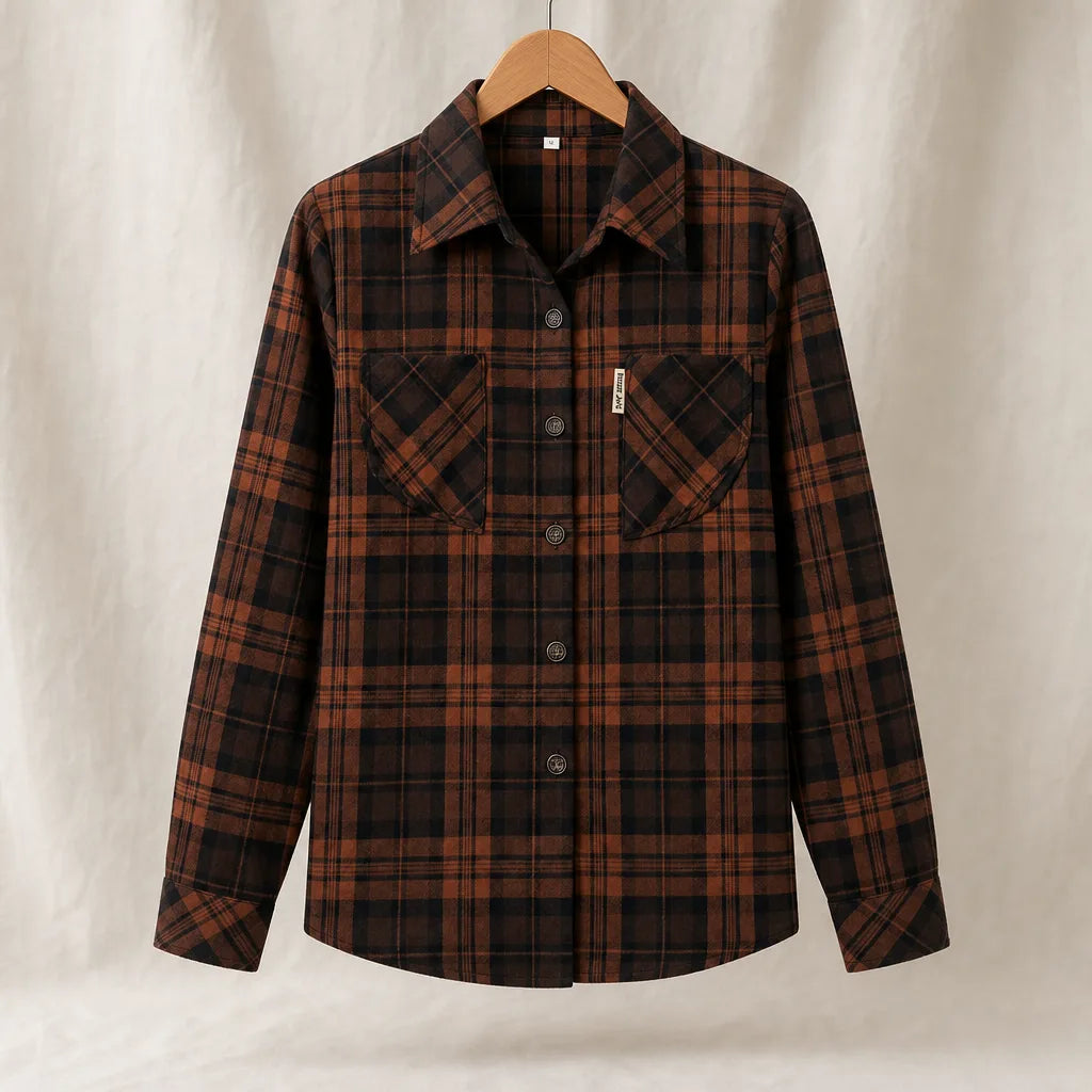 Sloane Plaid Long Sleeve - Color:Red;Size:L