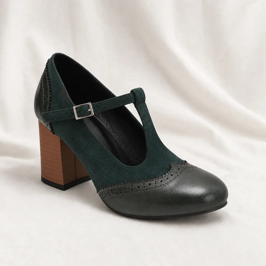 Women's Green Jade Pointed Mary Jane Heels