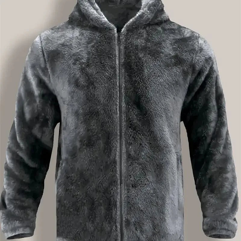 Stafford | Men's Fleece Hooded Zip Jacket -No match - Color:Dark Gray;Size:S