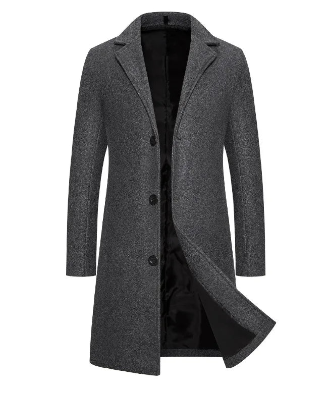 Stanford | Men's Winter Trench Coat - Size:S;Color:Dark Grey