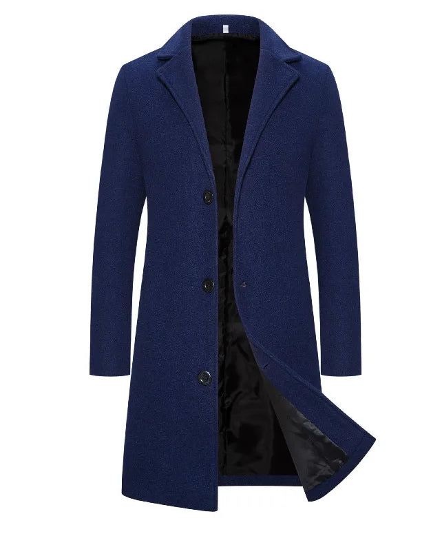 Stanford | Men's Winter Trench Coat - Size:S;Color:Navy Blue