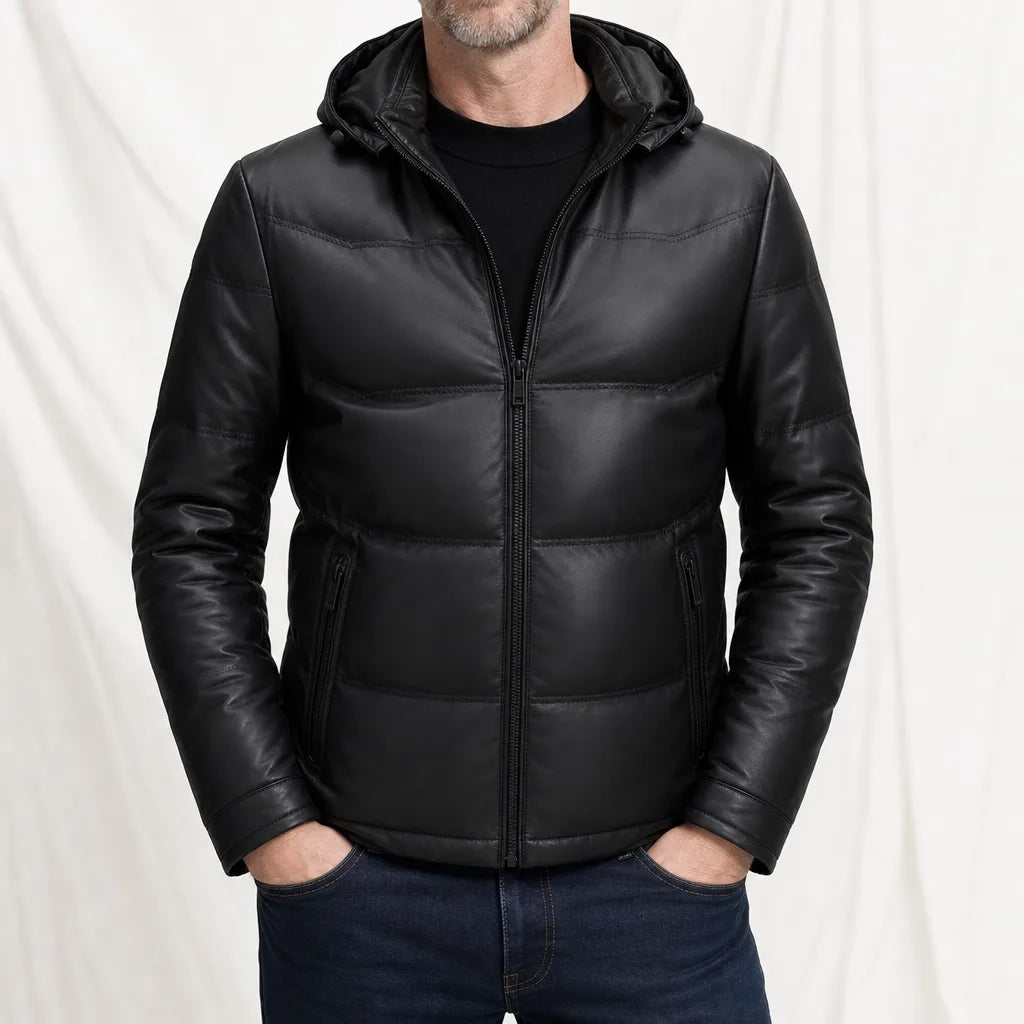 Stanhope Sheepskin Hooded Jacket - Color:Black;Size:S
