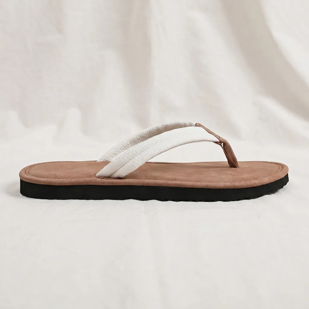 Stella Flip Flops - Color:White/Brown;Size:36