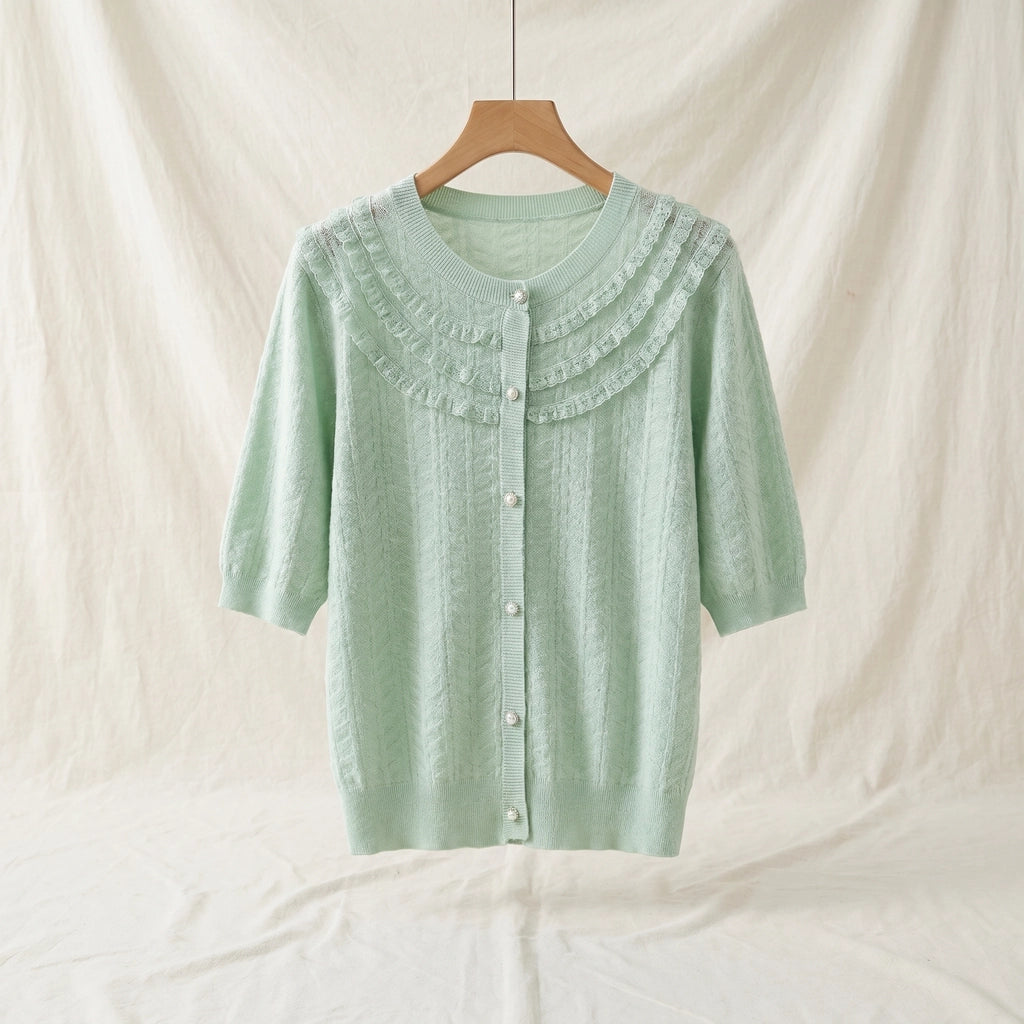Stella Tencel Knit Cardigan - Color:Fresh Green;Size:XS