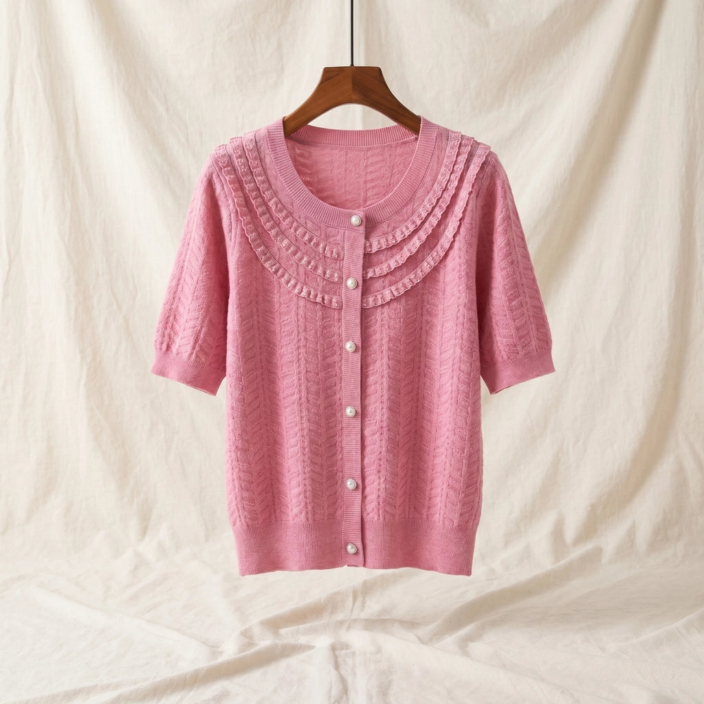 Stella Tencel Knit Cardigan - Color:Raspberry;Size:XS