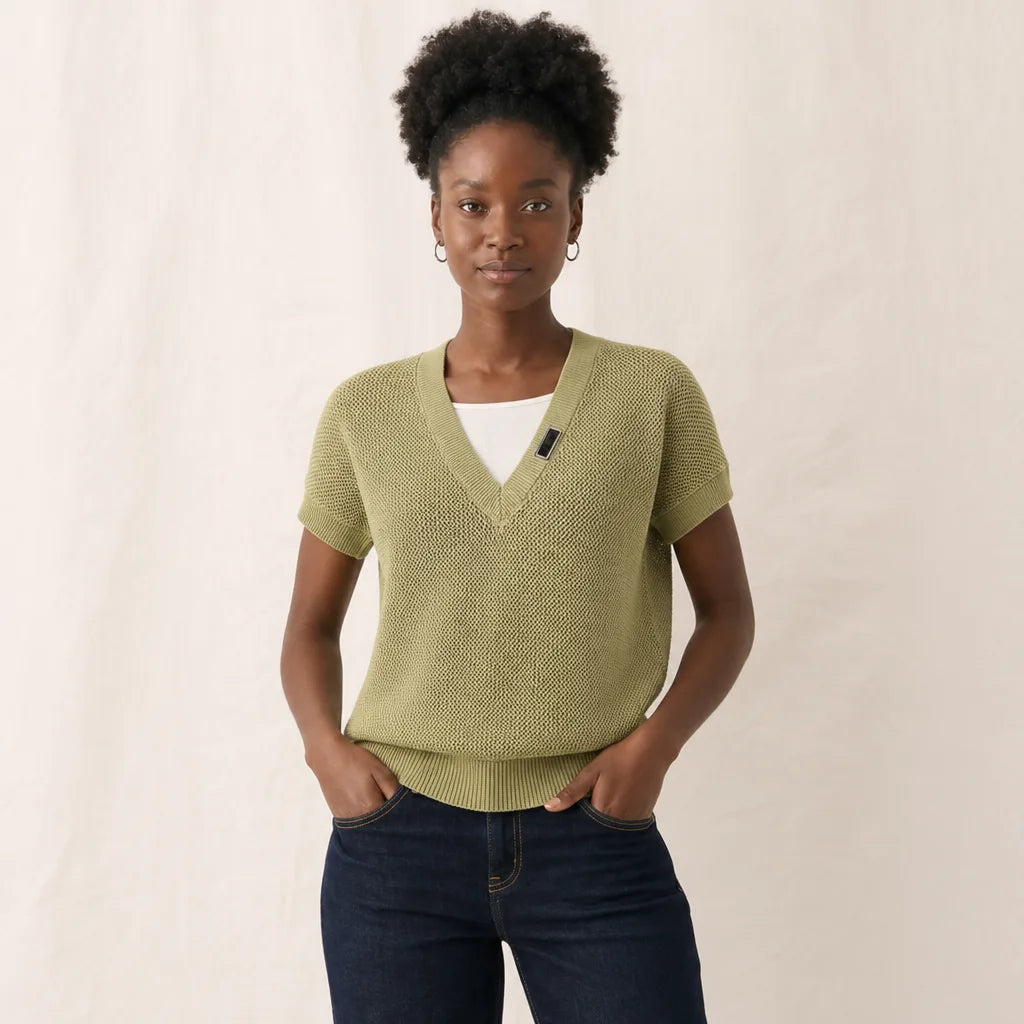 Green Stratton V-Neck Knit Top 2