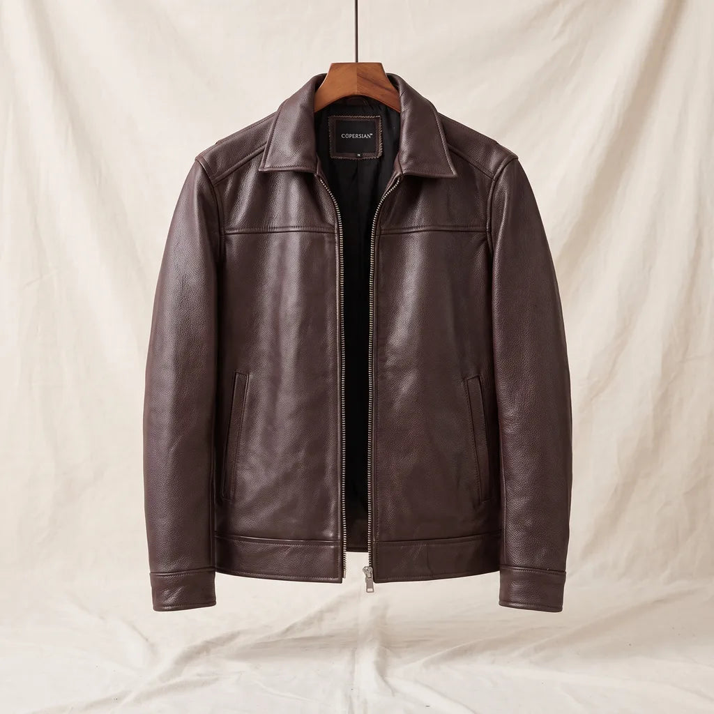 Men's Brown Stirling Slim Leather Jacket
