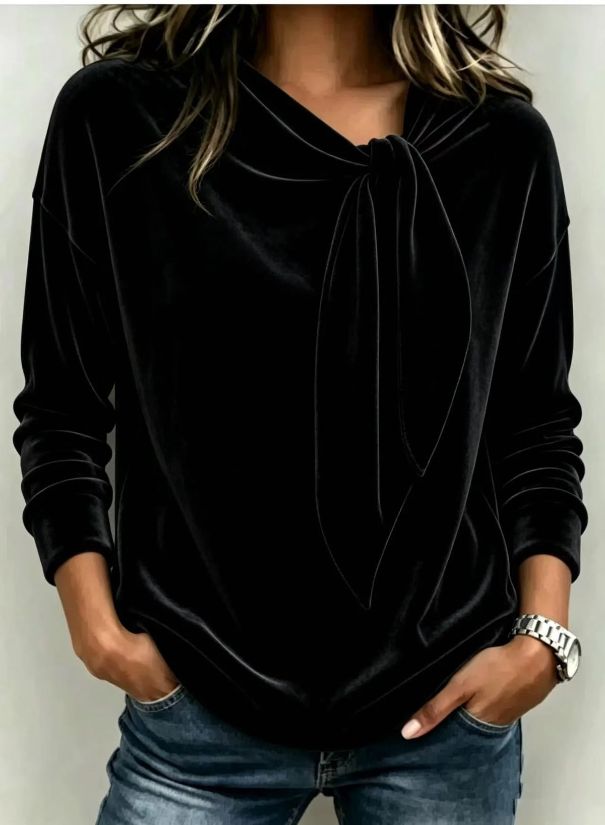 Susannah | Women's Velvet Jumper  - Color:Black;Size:XS