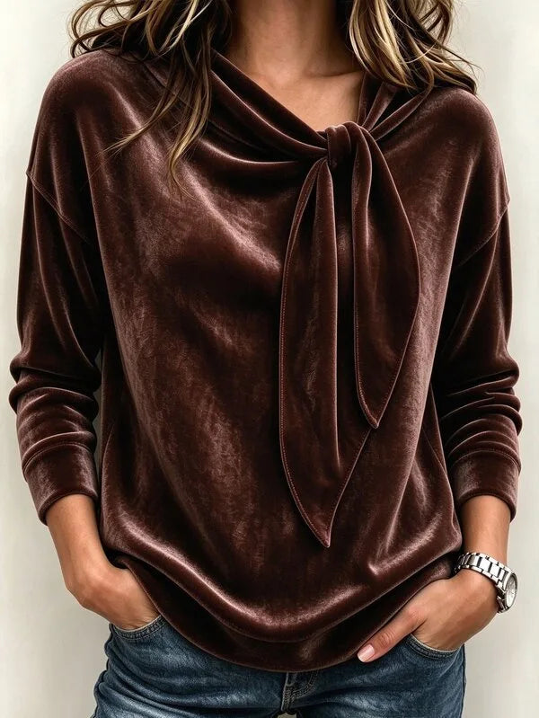Susannah | Women's Velvet Jumper  - Color:Brown;Size:XS
