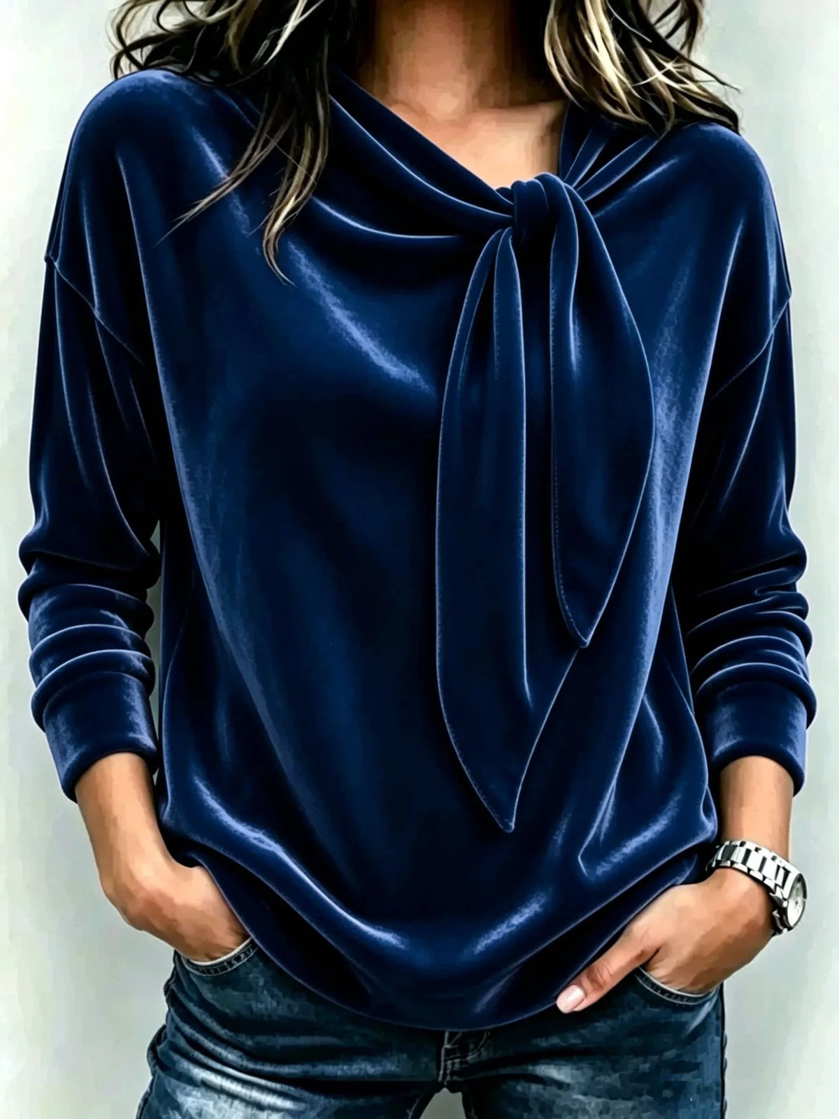 Susannah | Women's Velvet Jumper  - Color:Navy Blue;Size:XS