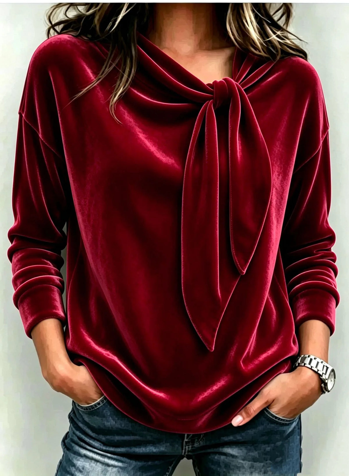 Susannah | Women's Velvet Jumper  - Color:Red;Size:XS