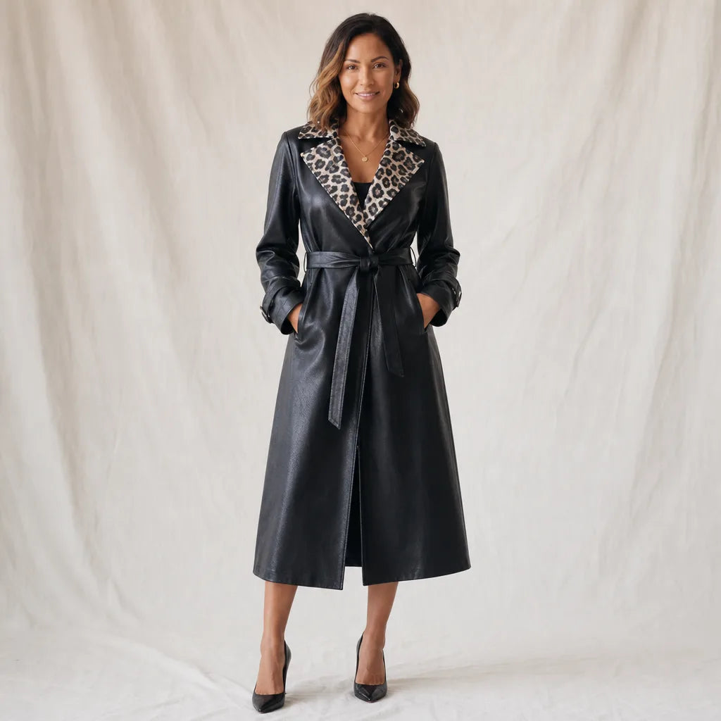 Women's Sylvia Leopard Trench Coat
