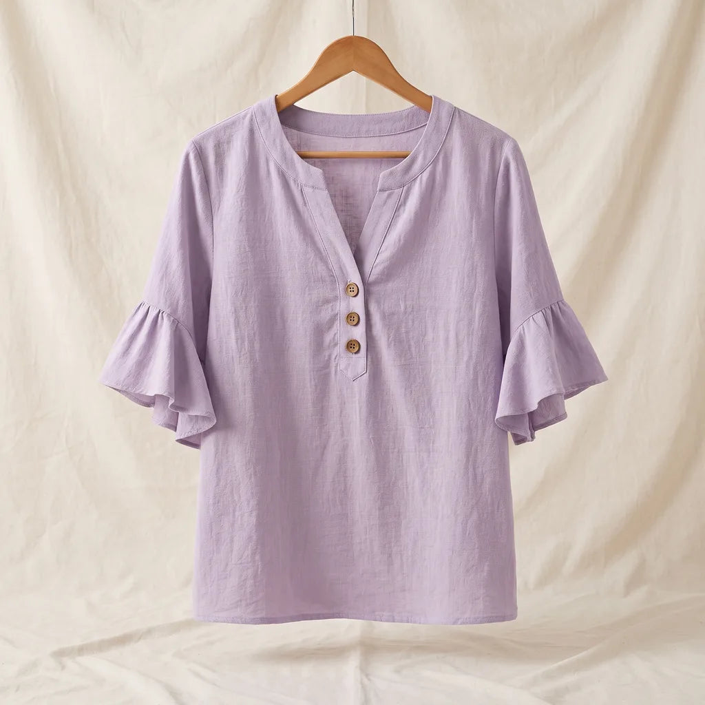 Women's Purple Thayer Cotton Ruffle Blouse