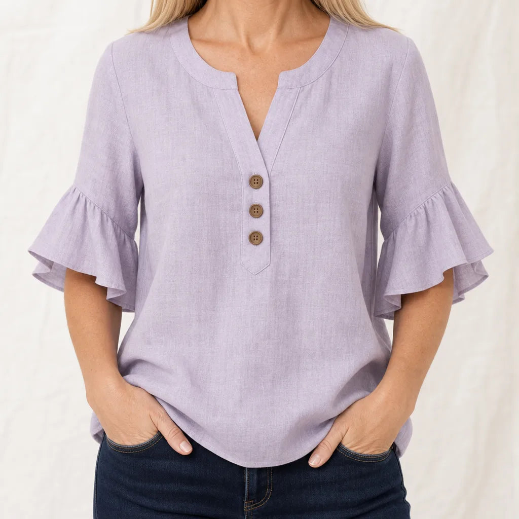 Tabitha | Women's Ruffle Blouse - Color:Purple;Size:XS