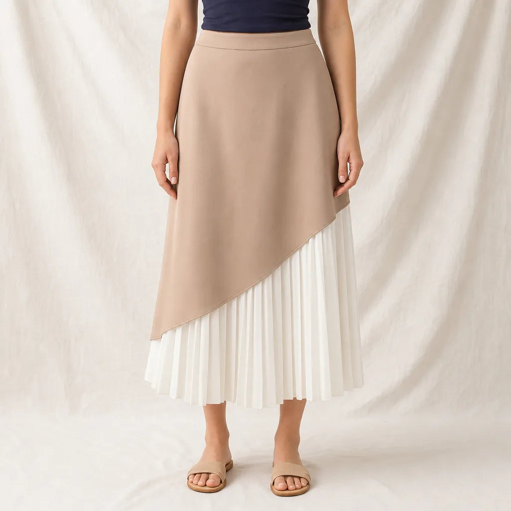 Women's Beige Tobias Full Midi Skirt