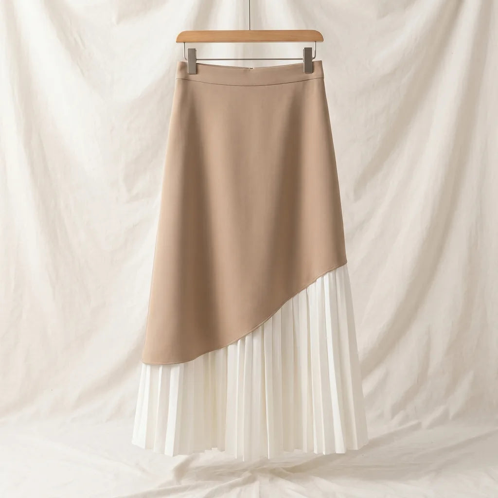 Taila Design Midi Skirt - Color:Beige;Size:M
