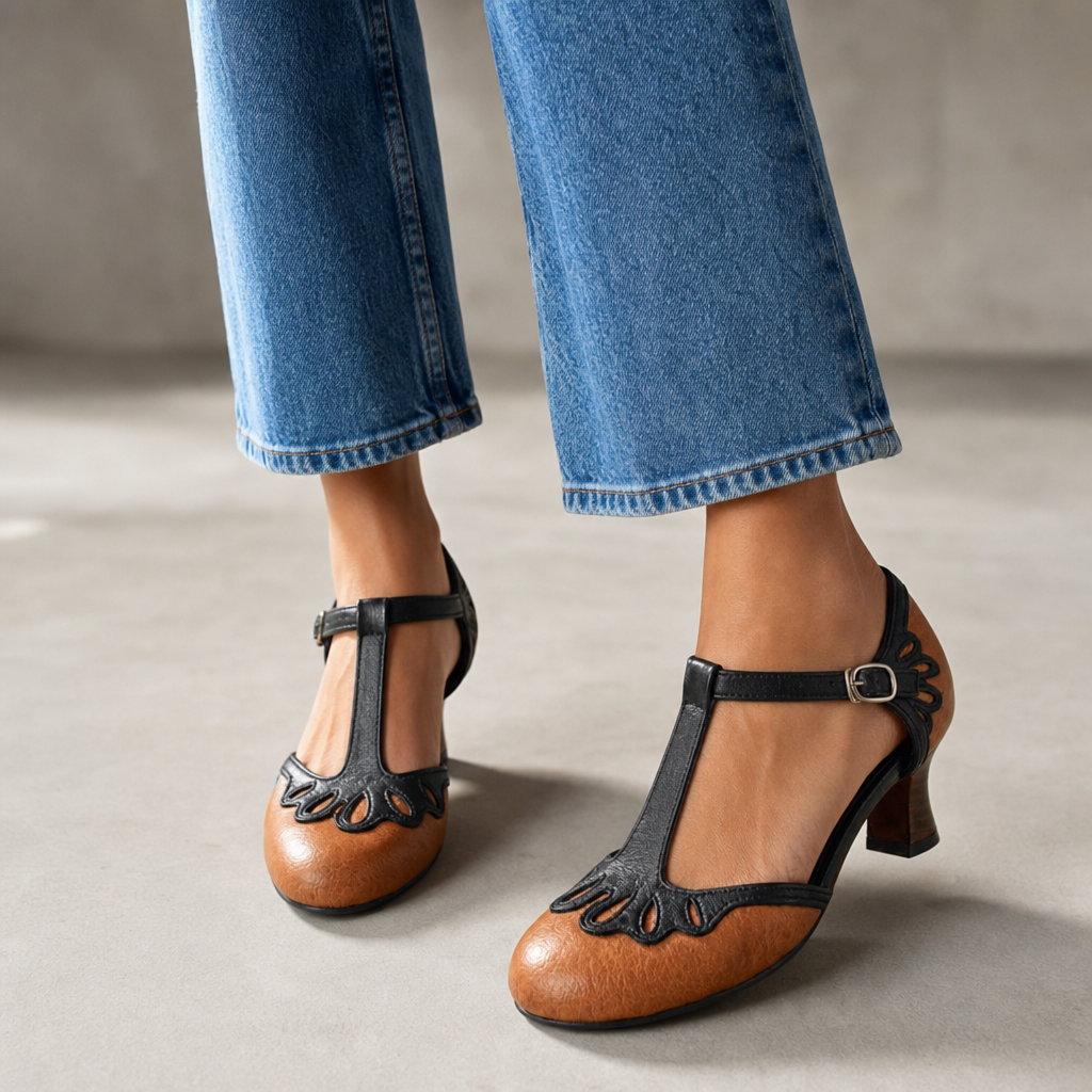 Clara | Womens T Strap Block Heels