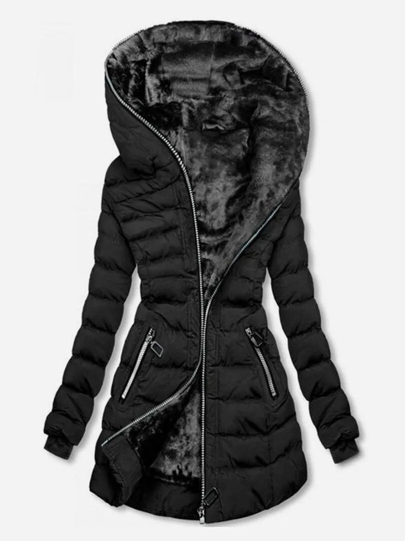 Tanya | Women's Quilted Winter Coat - Color:Black;Size:XS