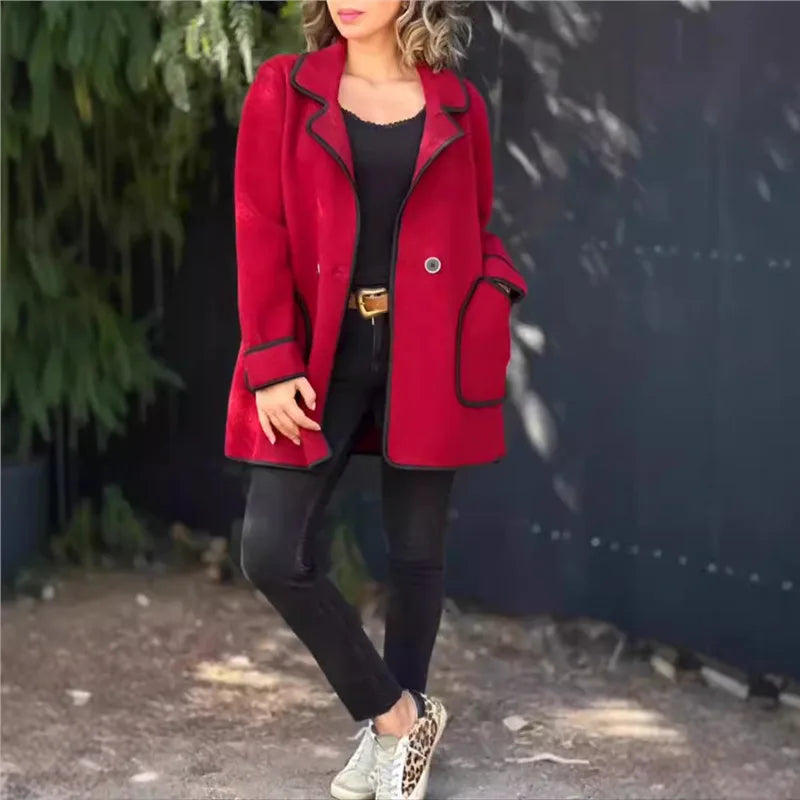 Tanya | Women's Tailored Coat - Color:Red;Size:XS