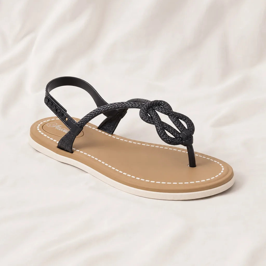 Women's Black Teresa Flat Sandals
