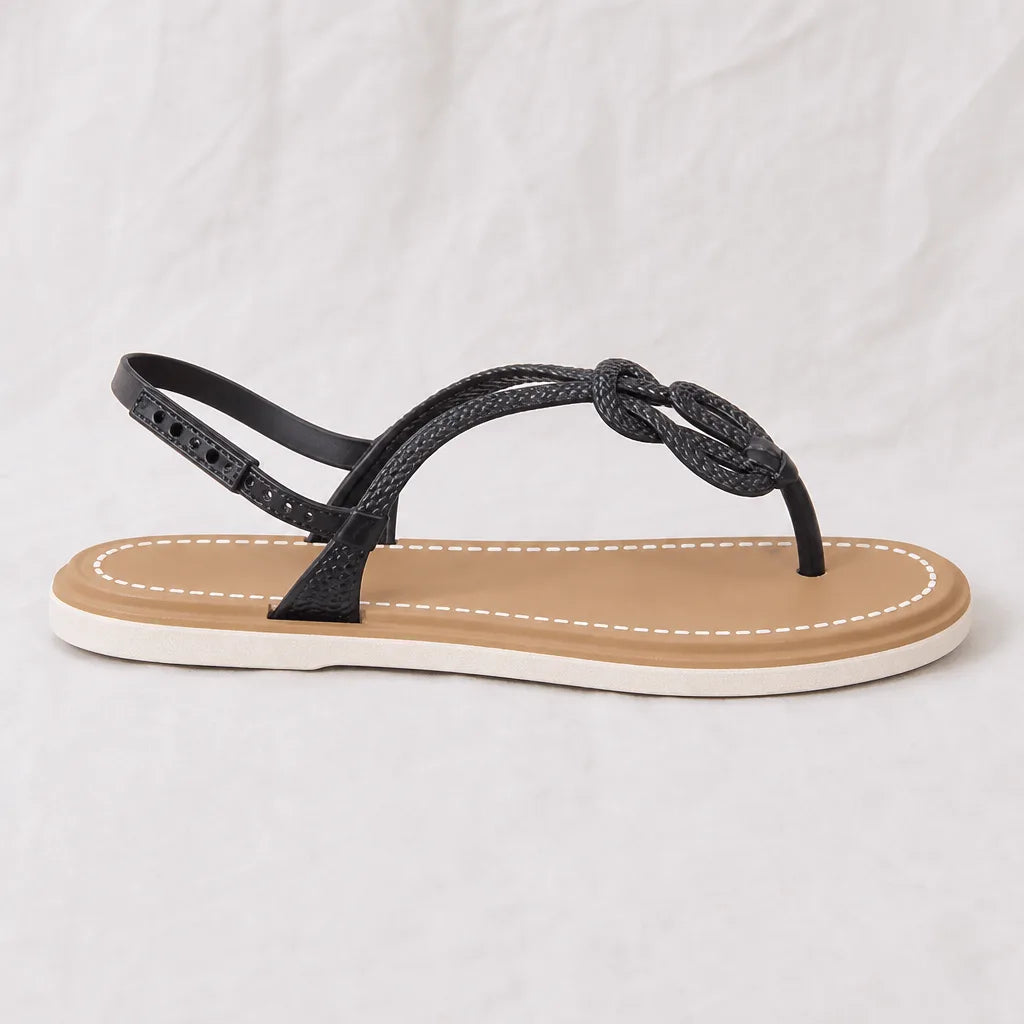 Women's Black Teresa Flat Sandals