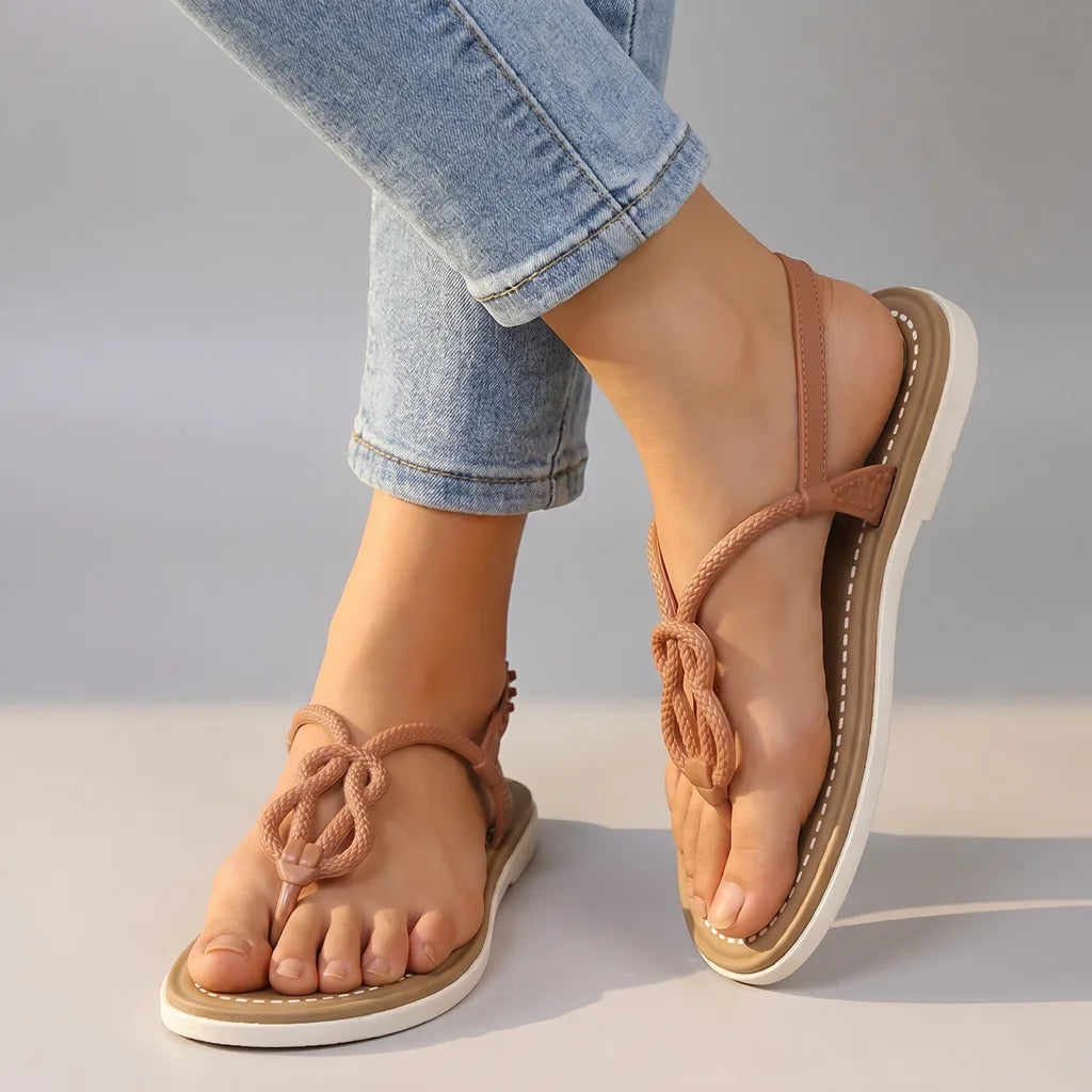 Teresa Flat Sandals - Color:Orange;Size:36-37