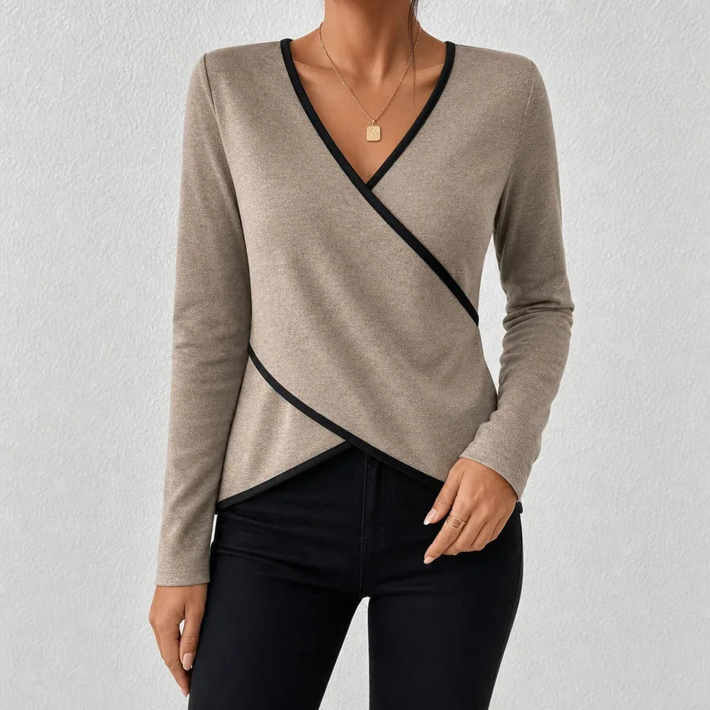 Teresa | Women's Soft-Touch V-Neck Jumper - Color:Brown;Size:XS