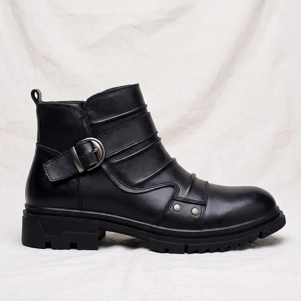 Men's Black Gorham Leather Combat Boots