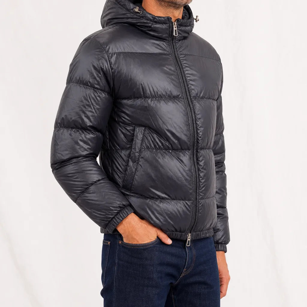 Men's Black Tierney Hooded Padded Jacket