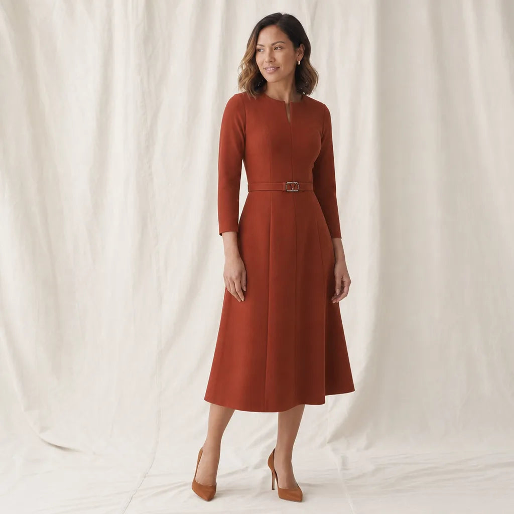Women's Orange Trent A-Line Midi Dress