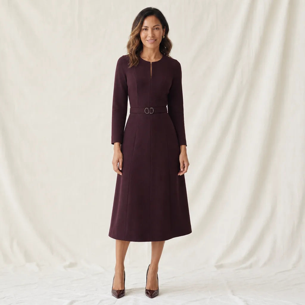 Trisha A-Line Midi Dress - Color:Purple;Size:XS