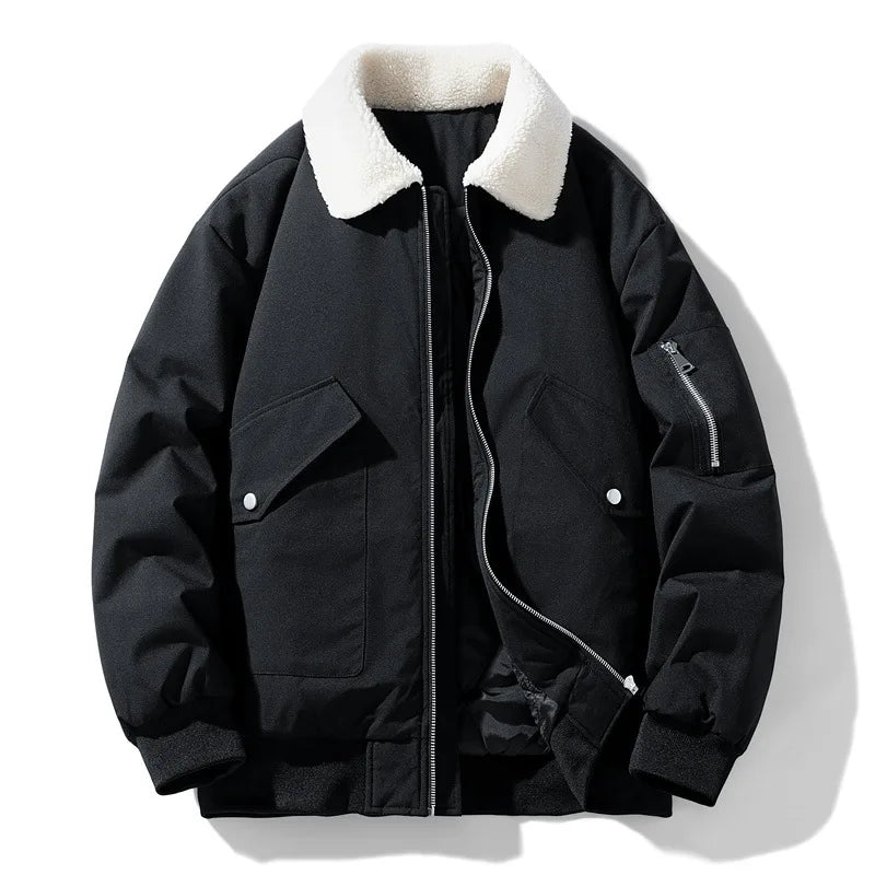 Tucker | Men's Aviator Winter Bomber Jacket - Color:Black;Size:S