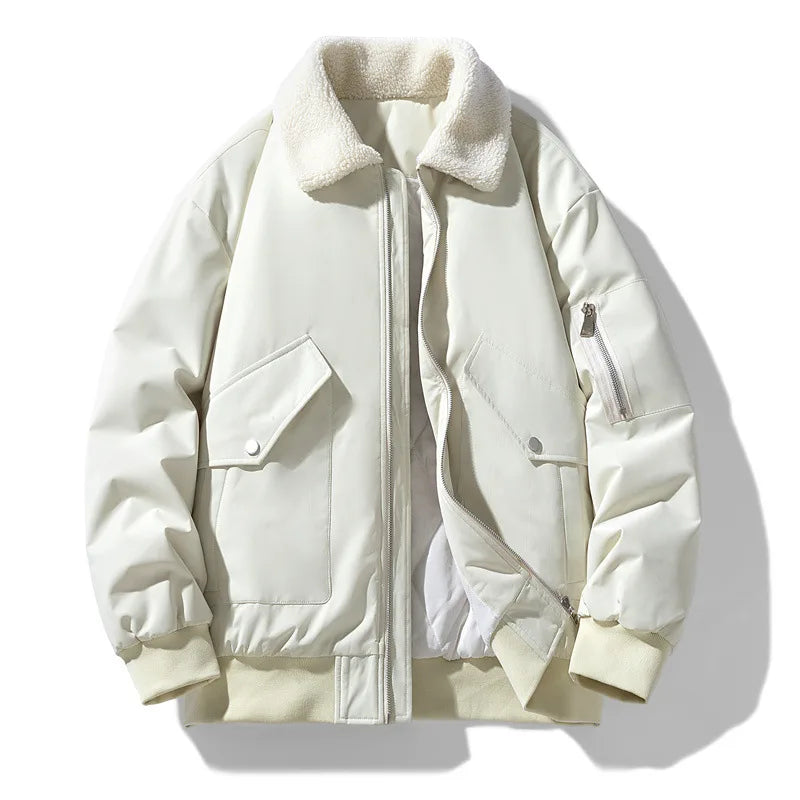 Tucker | Men's Aviator Winter Bomber Jacket - Color:Off-White;Size:S
