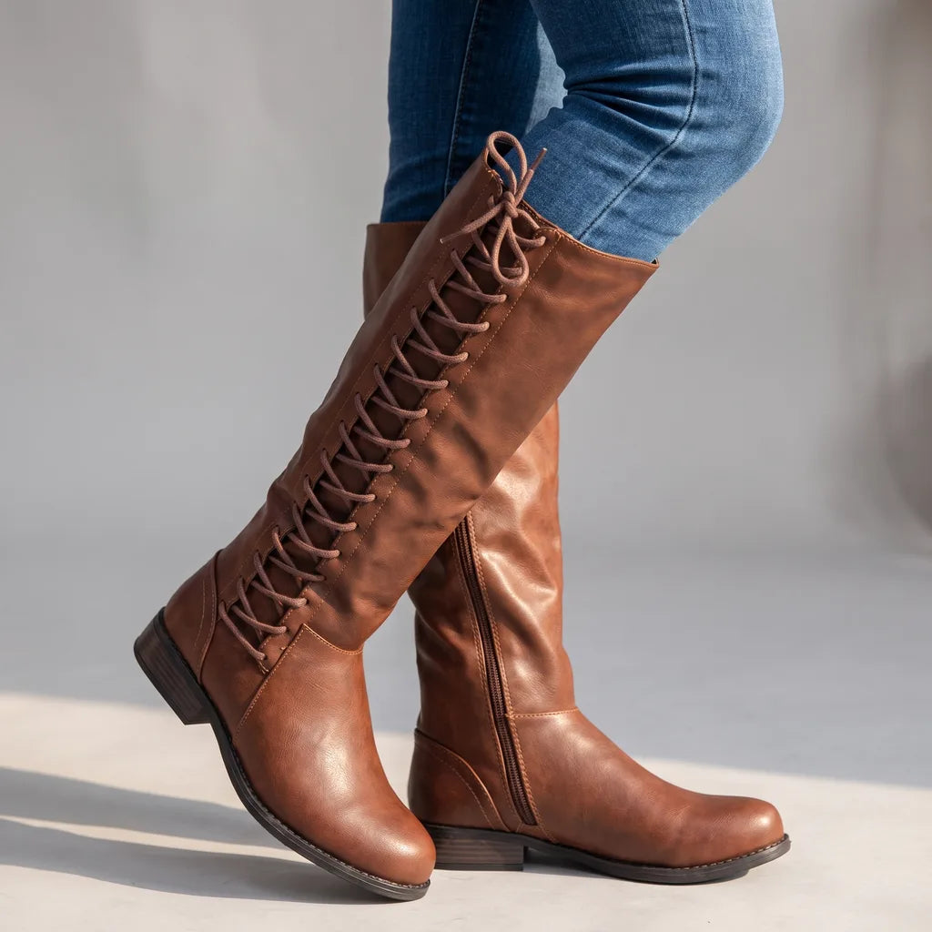 Valentina Knee High Boots - Color:Brown;Size:35