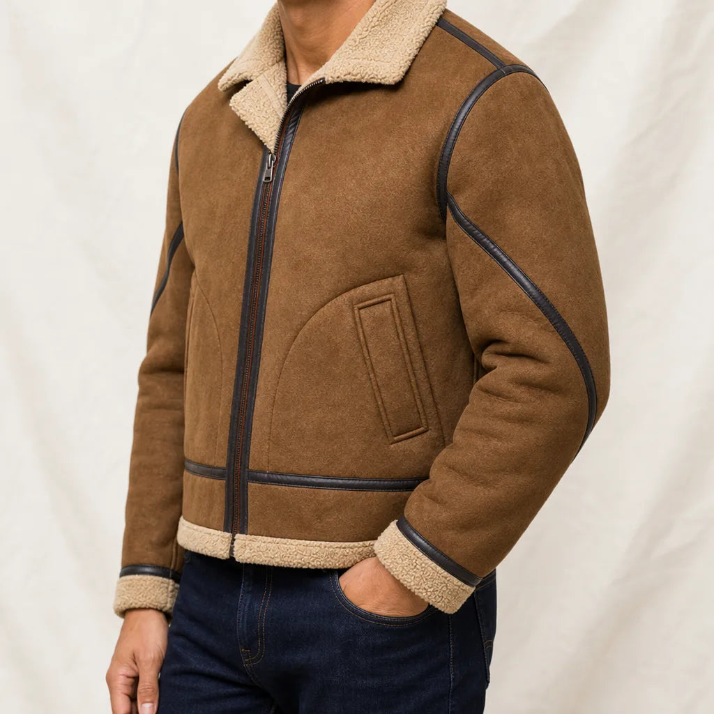 Men's Brown Vaughn | Men's Sherpa Lined Bomber Jacket -No match