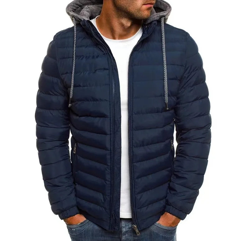 Vickers | Men's Lightweight Quilted Hooded Puffer Jacket - Size:XS;Color:Navy Blue