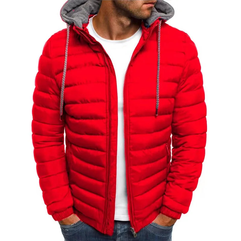 Vickers | Men's Lightweight Quilted Hooded Puffer Jacket - Size:XS;Color:Red